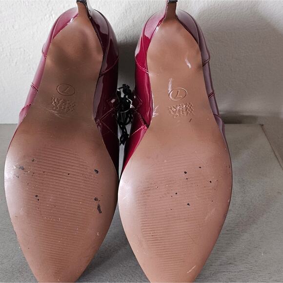WHO WHAT WHERE REBEKAH WOMEN'S BOOTS - PATENT LEATHER BURGUNDY, SIZE 7 - Picture 7 of 10